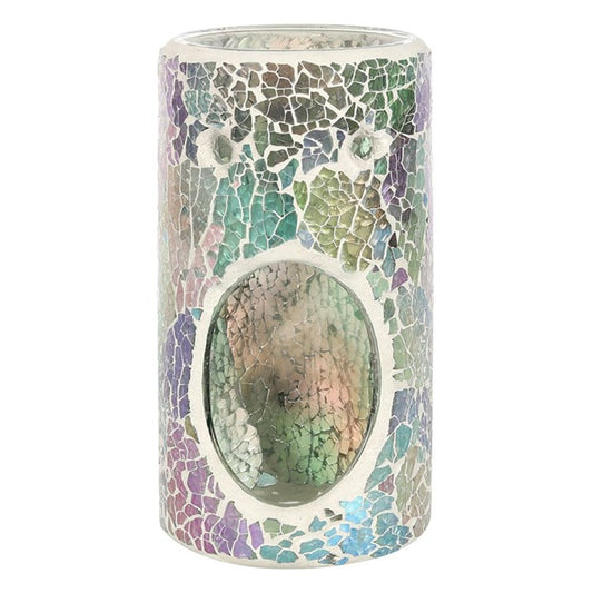 Pillar Light Blue Iridescent Crackle Oil Burner